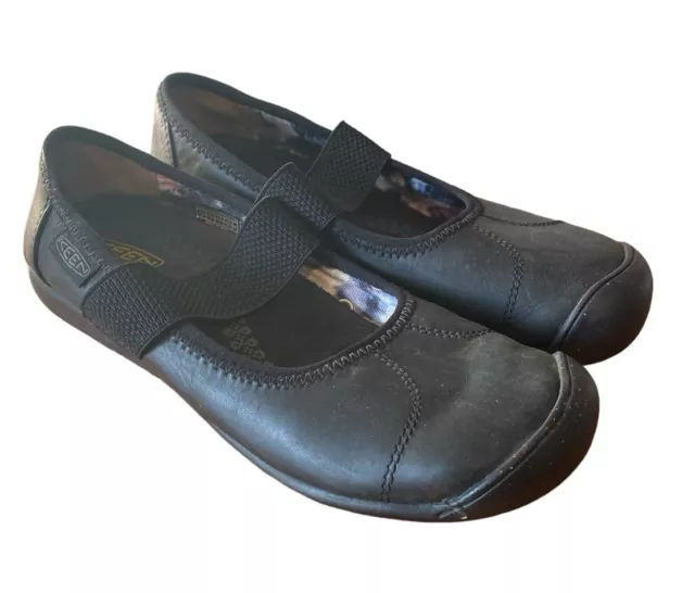 Keen Women Sienna Black Leather Mary Jane Flats Comfort Shoes 1017982 Size 7.5