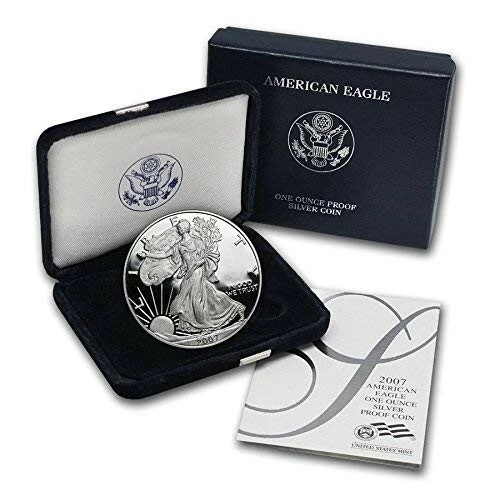 2007-W American Eagle Silver DOLLAR 1 OZ Proof Coin (OGP/COA)-First Day Issue