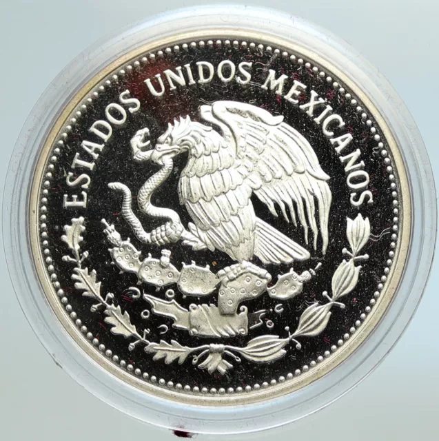 1985 Mo MEXICO FIFA World Cup 1986 Football Proof Silver 100 Peso Coin i105602 2