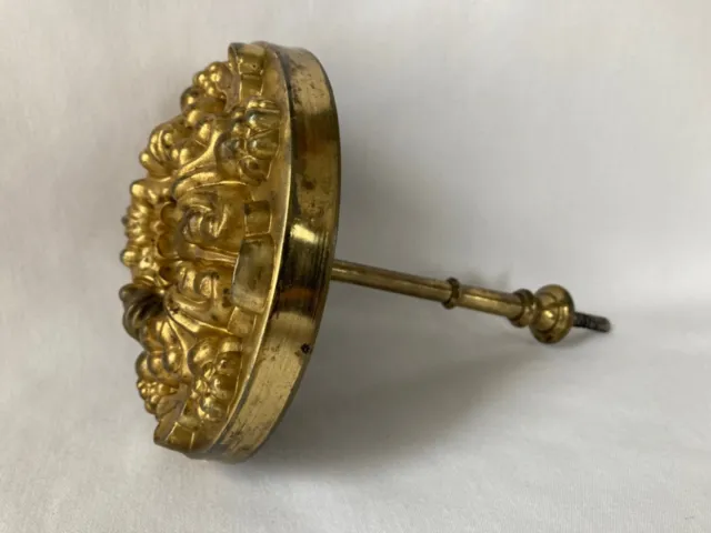 5" Antique Brass Gilt 19th Century Victorian Rosette Curtain Tie Back Hardware 3