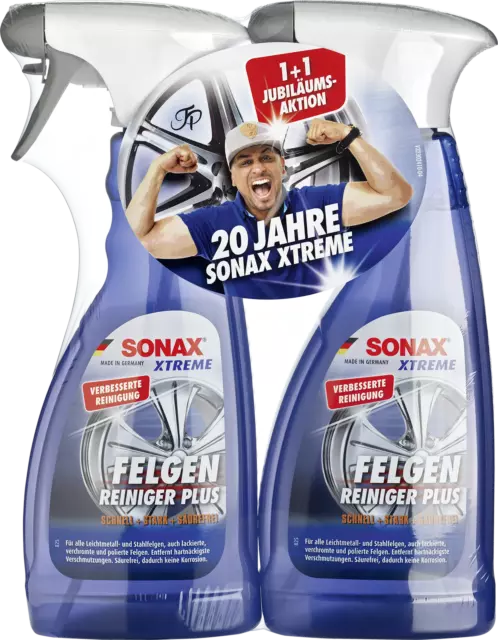 SONAX XTREME FelgenReiniger PLUS 1+1 AKTION 2x 500 ml Felgen Reiniger säurefrei