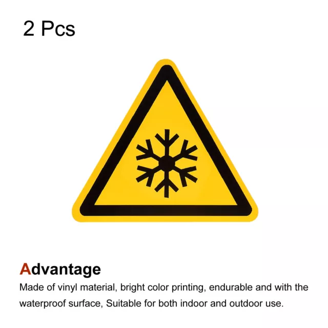 Triangle Beware of Low Temperature Warning Sign Self Adhesive 50mm/1.95inch 2Pcs 3