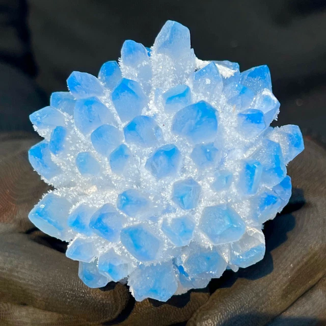 432G  New Find BLUE Phantom Quartz Crystal Cluster Mineral Specimen Healing