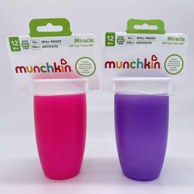 Munchkin Miracle 360? Trinkbecher, auslaufsicher, ab 12 Monaten, violett/rosa, 2