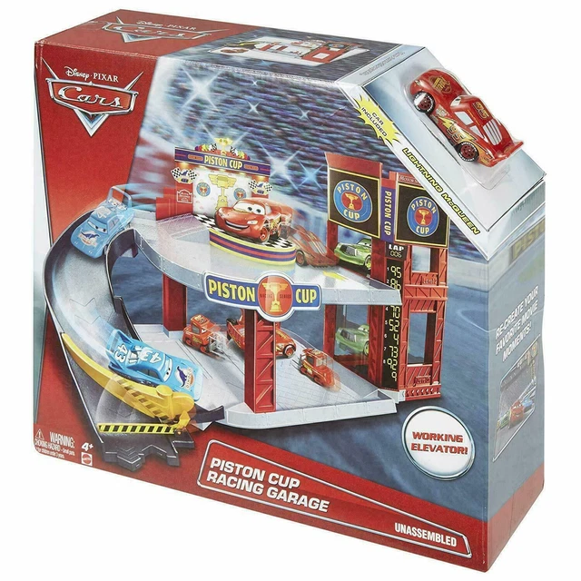 NEW DISNEY PIXAR Cars Piston Cup Racing Garage Car Playset + Lightning ...