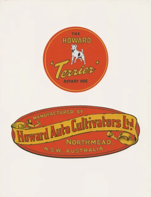 Howard Terrier Vintage Rotary Hoe Mower Repro Decals