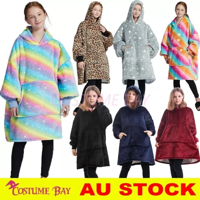 Kids Blanket Hoodie Ultra Plush Comfy Giant Sweatshirt Huggle Fleece Warm Hooded