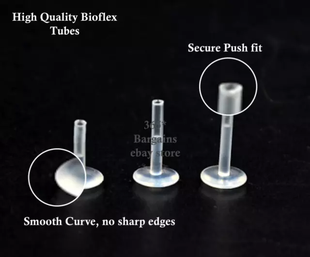 3mm Crystal Bioflex Labret Flexible Ear Helix Push Top Tragus Bar Lip Stud Body 2