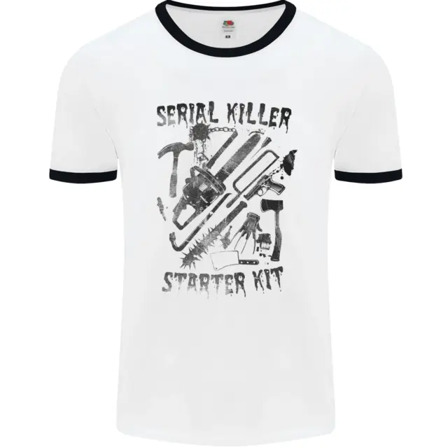 Serial Killer Starter Kit Halloween Mens White Ringer T-Shirt