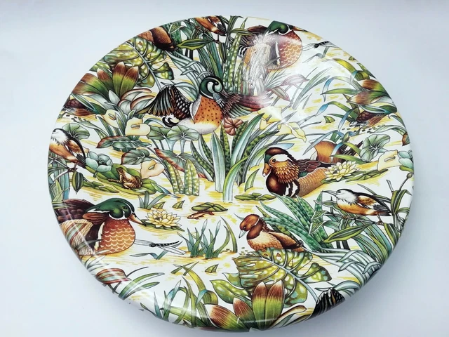 Dessous De Plat En Céramique Vintage Années 60 - Décor Canards Vert Brillant