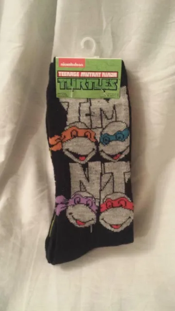 Novelty Socks 2 Pair Ninja Turtles Dress Socks Men's Shoe Size 6-12.5 Gift TMNT 