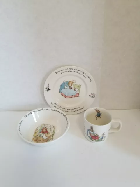 Wedgewood Of Etruria Barlaston Porcelain Peter Rabbit Childrens 3 pc set
