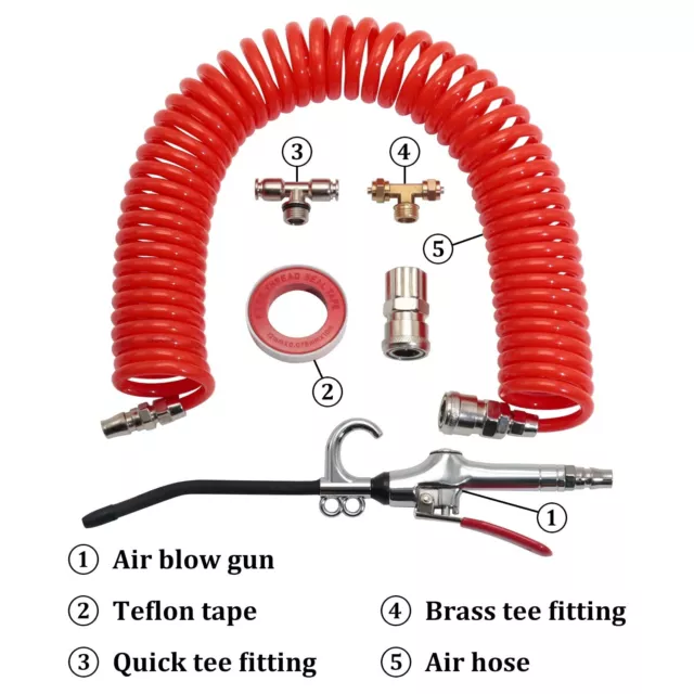 9m Red Truck Dust Air blow Gun Kit Long Air Hose Heavy Duty Cleaning with Lon... 2