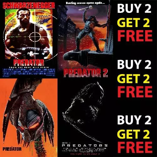 PREDATOR FRANCHISE HORROR MOVIE FILM POSTERS - A4 - A3 Prints 300gsm Paper/Card