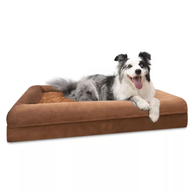 SheSpire Brown Orthopedic Memory Foam Jumbo Dog Bed Soft Kennel Mat Pet Mattress