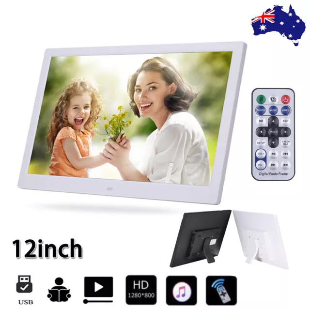 12" HD 1080P LED Digital Photo Frame Movie Player Video Remote Control Gift Good 3