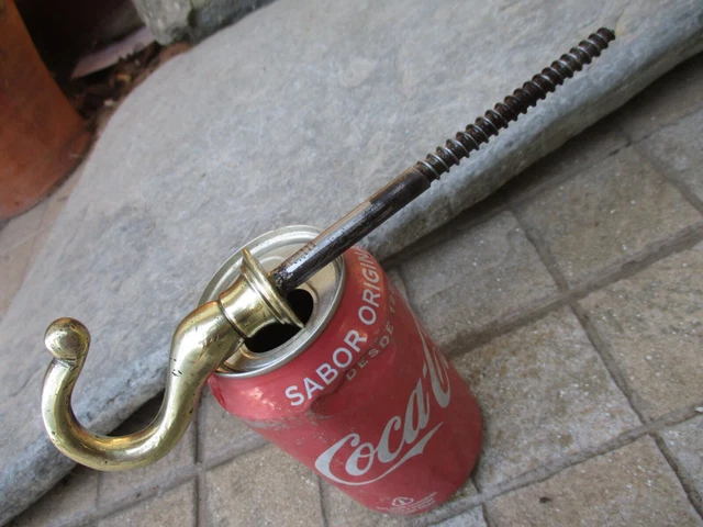Vintage Huge 7-3/4" Brass & Iron Screw Hook Wall Ceiling Hanger Mount Sconce