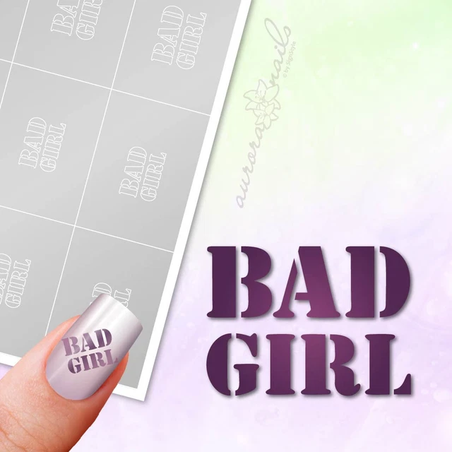 Stencil per aerografo e nailart TX068 - scritta testo bad girl adesiva