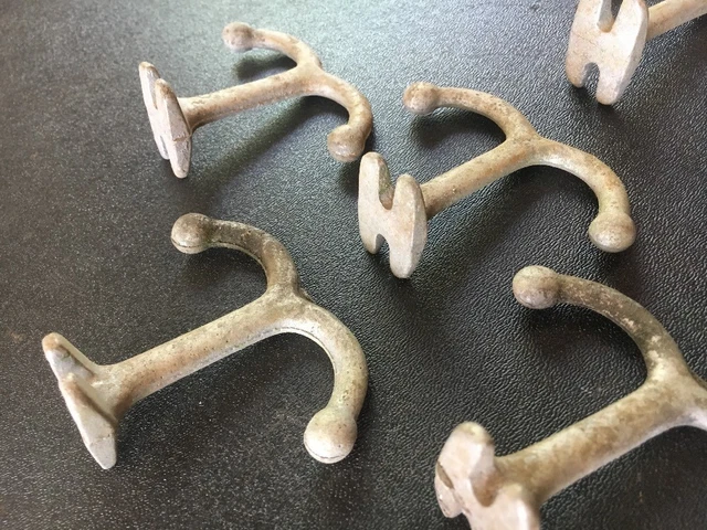 Vintage Gym School Locker Cast Aluminum Coat Double Hook 6 Pcs