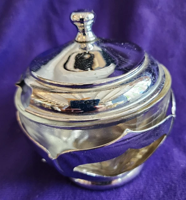 Farber Bros. Krome Kraft Art Deco Cambridge Clear Glass Open Sugar Bowl