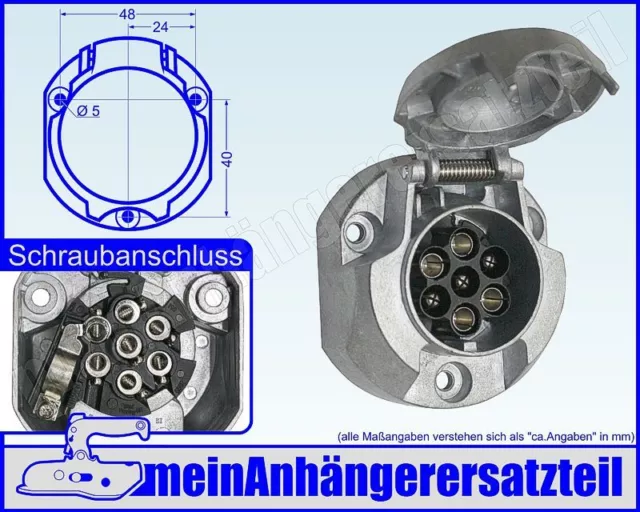 Metall Steckdose 7pol. 7 polig aus Aluminium für Anhängerkupplung Pkw Anhänger 3