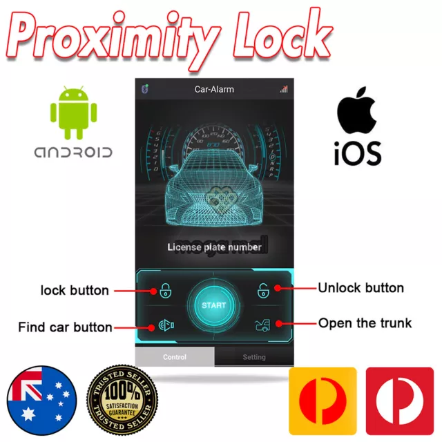 2 Way LCD Car Alarm Remote Keyless Entry Start for iPhone Android app