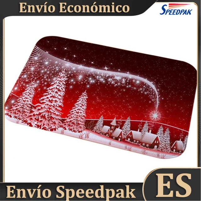 Alfombra antideslizante de franela para puerta de Navidad, decoración de fiesta