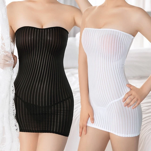 Vêtements de nuit bodycon femmes club haut femme tube robe élastique mini nuit
