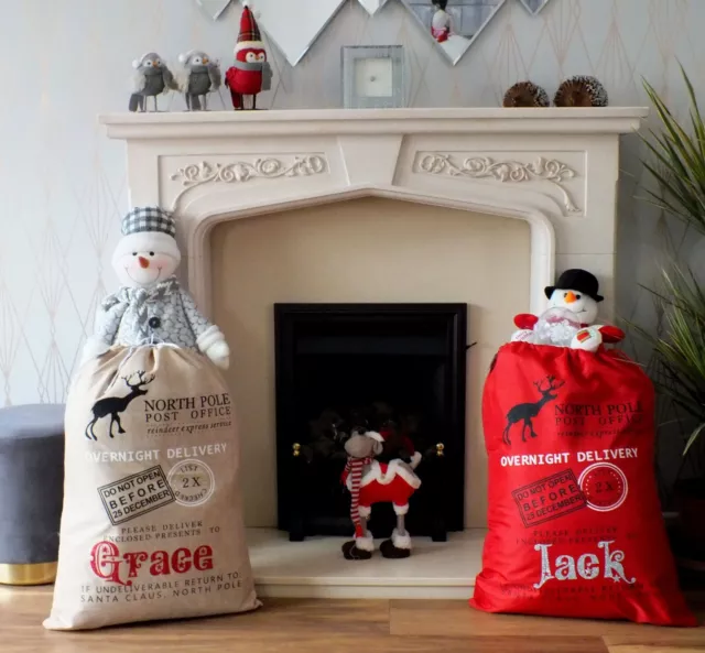 Personalised Christmas  Santa Sack Any Name Kids Present XL Stocking Gift