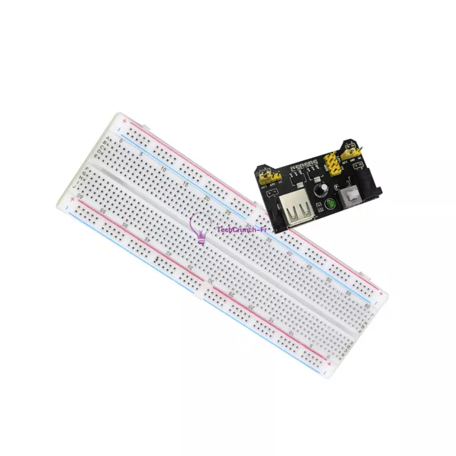 MB102 Solderless Power Supply Module 3.3/5V+ MB102 Breadboard 830 Point PCB