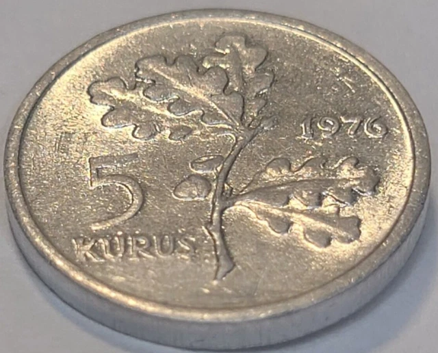Turkish 1976 '5 KURUS' Aluminum Turkey (EXTREMELY LOW MINTAGE) KM#890a US SELLER