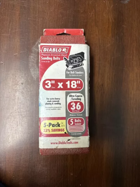 Diablo Tools 3'' X 18'' Sanding Belt 36 Grit 5Pk