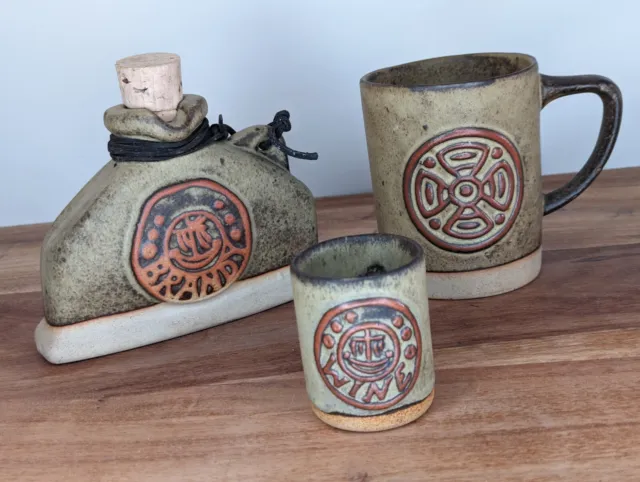 Tremar Bundle Celtic Tankard Mug Wine Cup And Brandy Jug Cornwall Studio Pottery