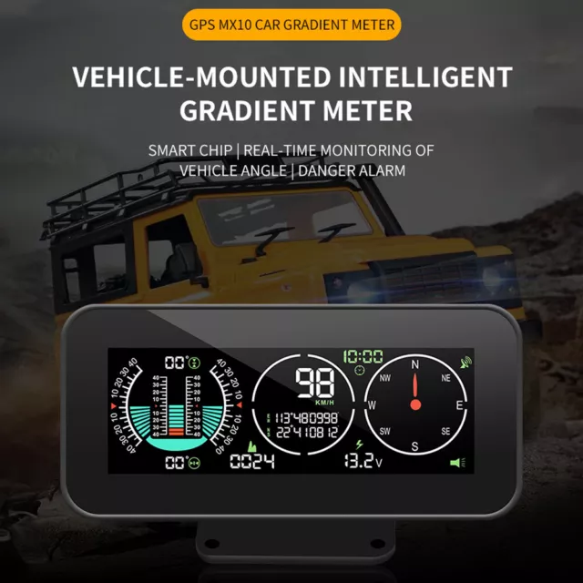 Car Digital GPS Speedometer HUD Gauge 4x4 Inclinometer Compass Slope Meter Level