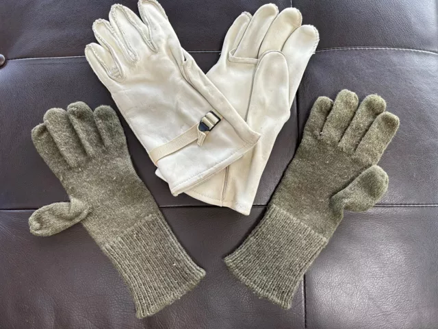 U.S. Military Leather Gloves Heavy Duty Size 4 With Military Wool Inserts