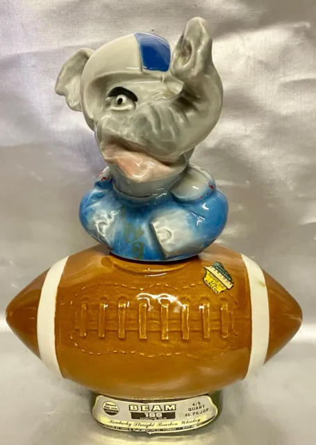 Jim Beam REPUBLICAN ELEPHANT In Football Gear Whiskey Decanter ~ Vintage 1972