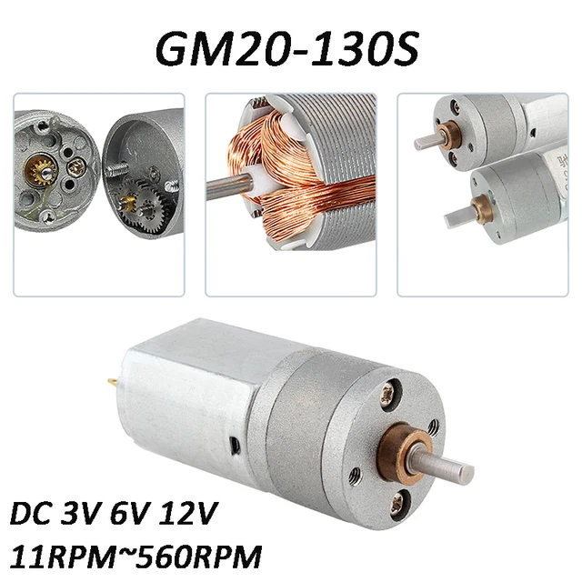 Permanent Magnet Gearmotor GM20-130S Reversible DC 3V 6V 12V Metal High Torque