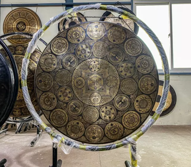 Sale! 70CM Extra large Special carving sound healing Tibetan gong from Nepal.