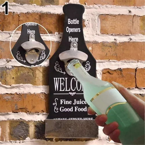 1Pc Retro Creative Wall Mounted Beer Style Decorative Hanger Bottle Opener 15