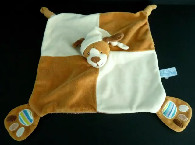 36. Doudou Gipsy Plat Chien Marron Beige Ecru Blanc Empreintes Bonnet Carre Ttbe