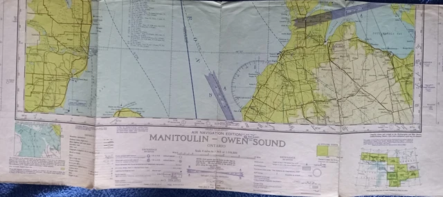 VINTAGE MAP RCAF 1943 Manitoulin - Owen Sound Air Navigation Canada £30 ...