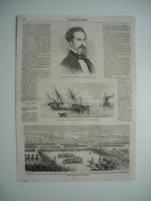 1861 Engraving. Don Francois-D'assis. The Queen Mathilde Liner On Your Liner.....
