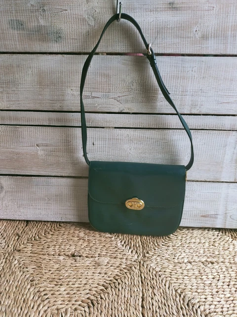 Sac Bandoulière En Cuir Vert REPETTO - Taille XL - Neuf Avec Petits Défauts
