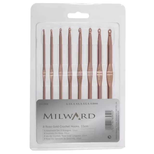 1x Crochet Hook Set Rose Gold Set of 8 Sewing Craft Tool Hobby Art UK