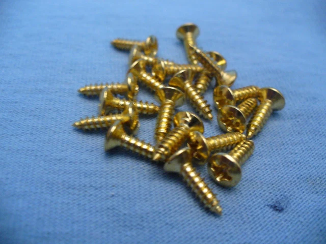 20 Gold Pickguard Screws For Electric Guitars  St/Tl Lp/Sg Look Usa Shipping