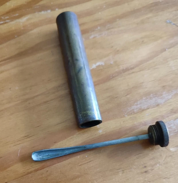 ORIGINAL WW1/WW2 BRITISH Army Rifle Brass Oil bottle, marked H J & S £