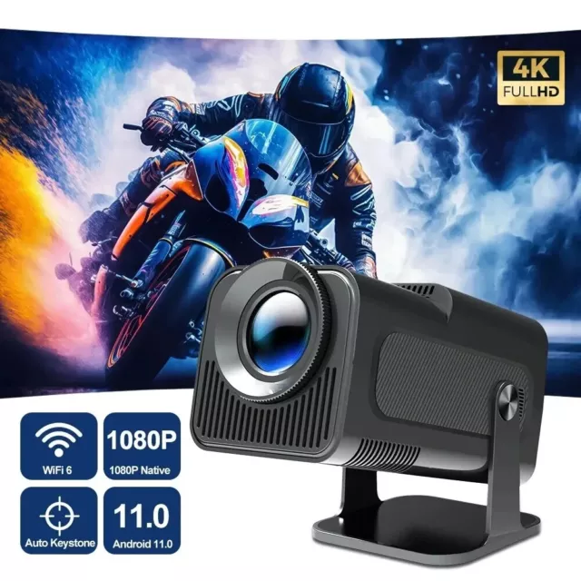 Mini Portable Projector 4K 1080P UHD Home Theater 10000 Lumen LED WiFi Bluetooth