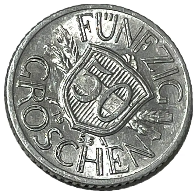 1955 Austria 50 Groschen World Coin KM# 2870 Lot N1-31 Nice Grade Low Mintage