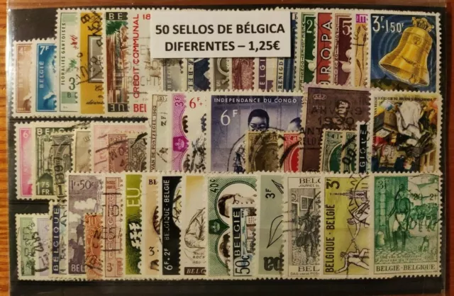 Lote De 50 Sellos Diferentes Usados De Bélgica