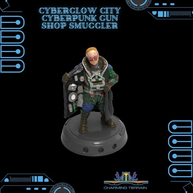 3D PRINTED CYBERGLOW City Cyberpunk Gun Shop Smuggler Miniature - 28mm ...